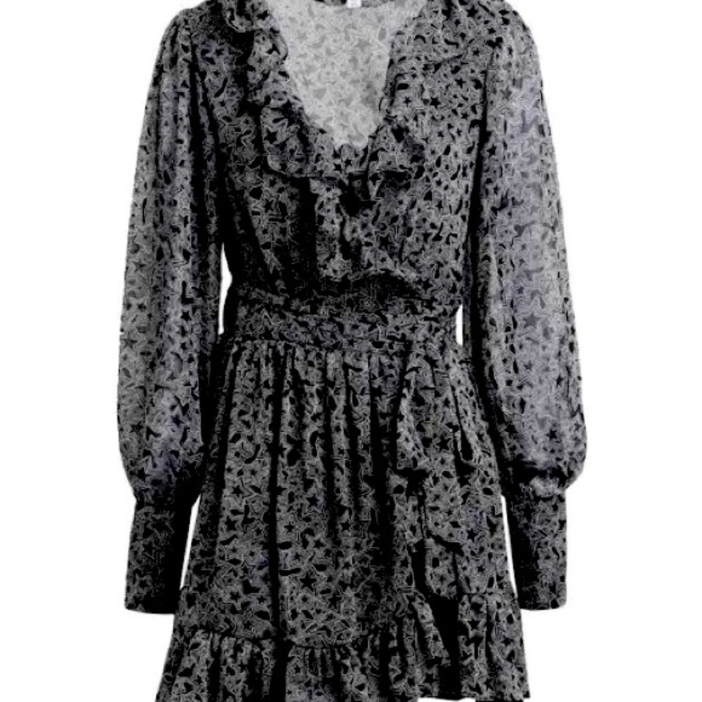 (NEW) Topshop Star Print Wrap Mini Flowing Dress
